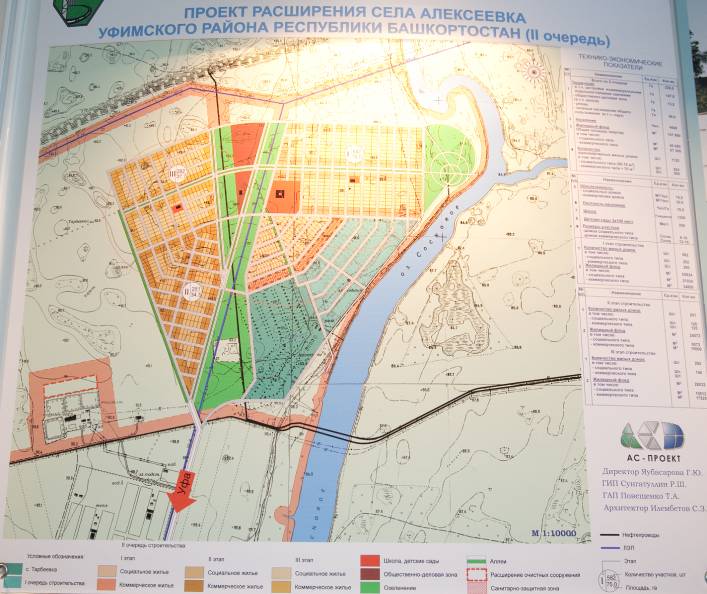 алексеевка, уфа, план расширения поселка и план застройки
